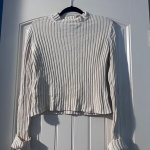 Women's Cream Ribbed Top